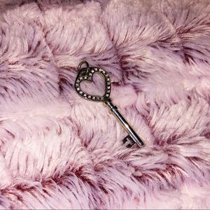 Heart Key bedazzled Keychain or Necklace charm